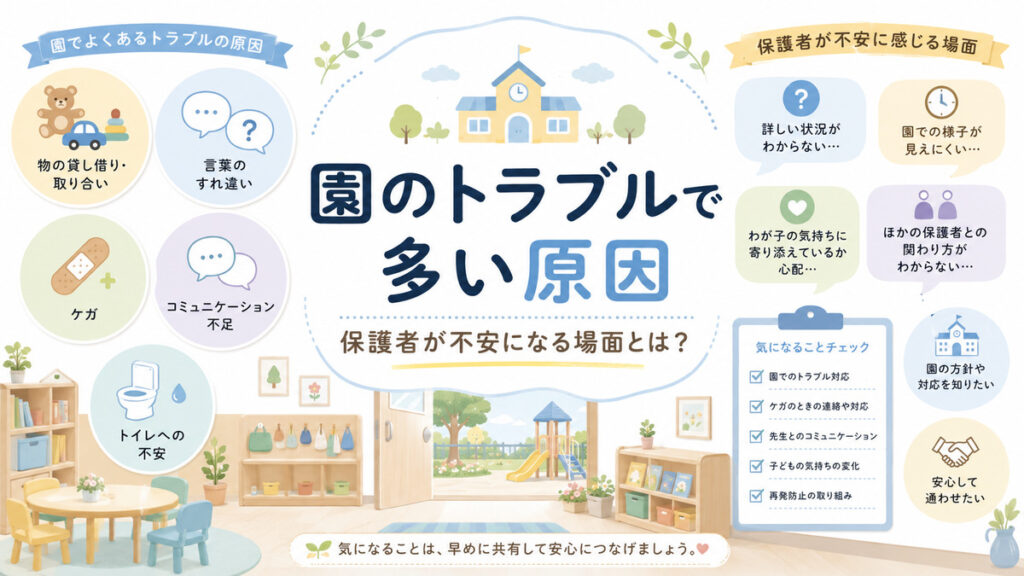 園のトラブルで多い原因と保護者が不安になる場面